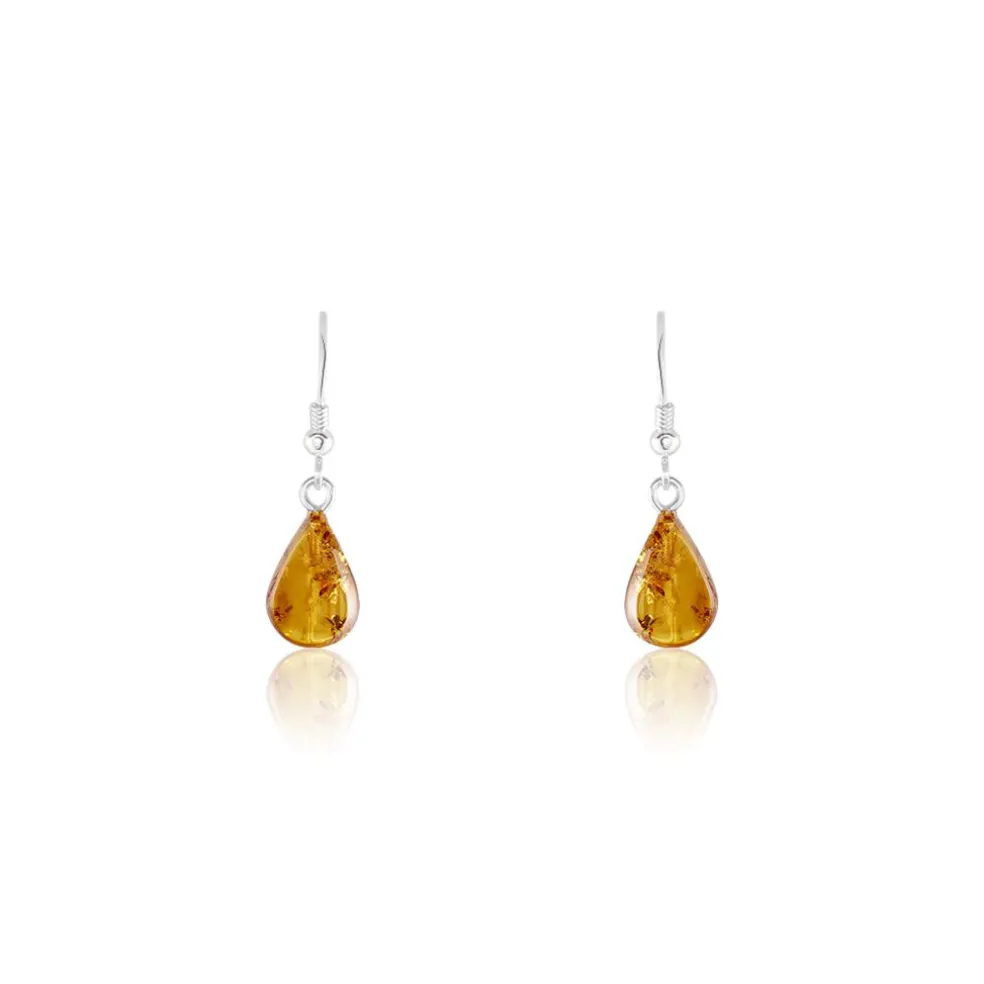 Boucles D'oreilles Pendantes Argent Blanc Mareme Ambre