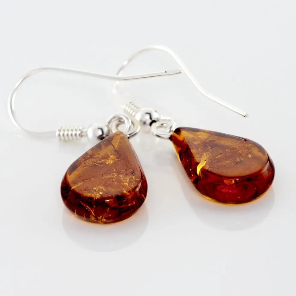 Boucles D'oreilles Pendantes Argent Blanc Mareme Ambre