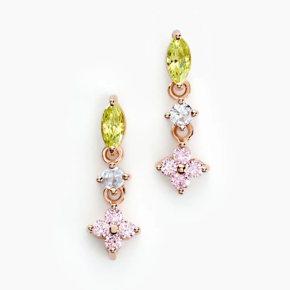 Boucles D'oreilles Pendantes Nimbe Argent Rose Oxyde De Zirconium