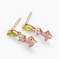 Boucles D'oreilles Pendantes Nimbe Argent Rose Oxyde De Zirconium