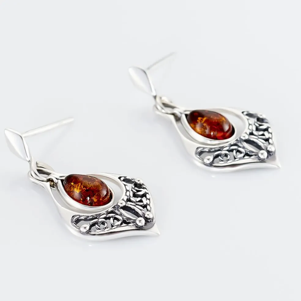 Boucles D'oreilles Pendantes Doralyn Argent Blanc Ambre