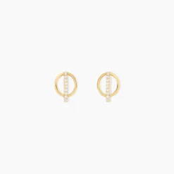 Boucles D'oreilles Pendantes Edmee Cercle Or Jaune Oxyde De Zirconium