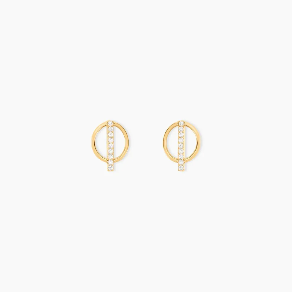 Boucles D'oreilles Pendantes Edmee Cercle Or Jaune Oxyde De Zirconium