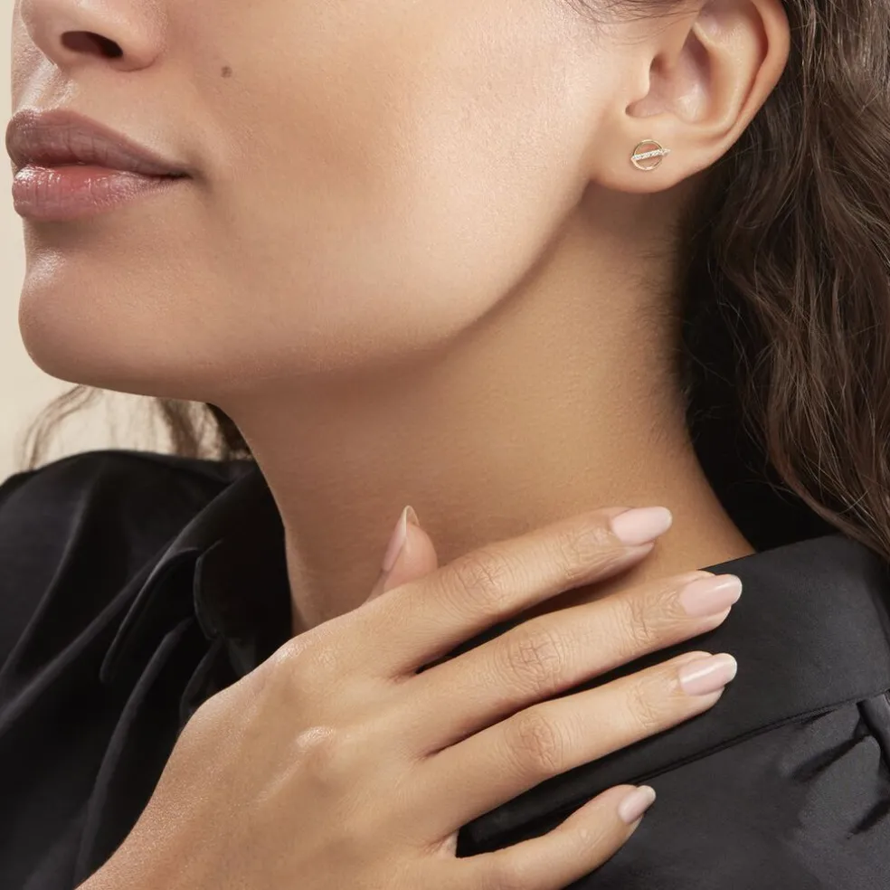 Boucles D'oreilles Pendantes Edmee Cercle Or Jaune Oxyde De Zirconium