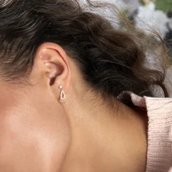 Boucles D'oreilles Pendantes Britain Or Jaune Oxyde De Zirconium