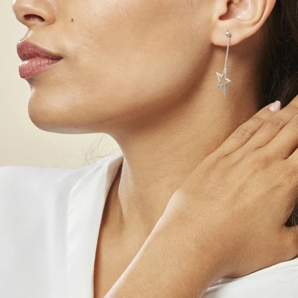 Boucles D'oreilles Pendantes Eloisa Argent Blanc