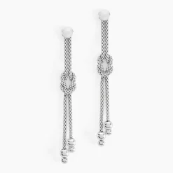 Boucles D'oreilles Pendantes Deauville Argent Blanc