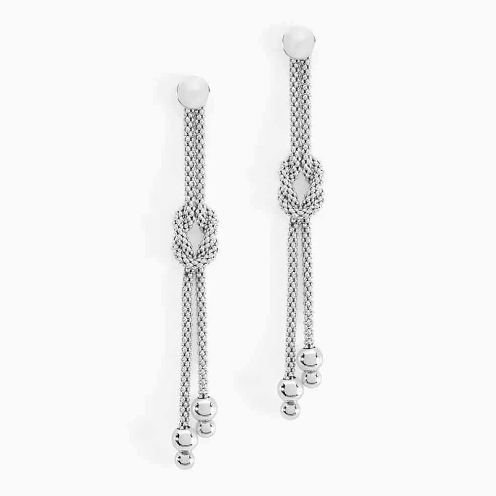 Boucles D'oreilles Pendantes Deauville Argent Blanc