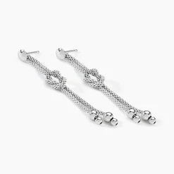 Boucles D'oreilles Pendantes Deauville Argent Blanc