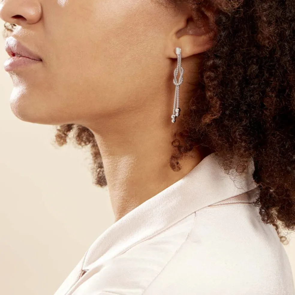 Boucles D'oreilles Pendantes Deauville Argent Blanc