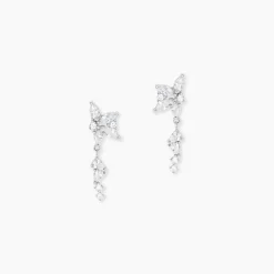 Boucles D'Oreilles Pendantes Glow Up Argent Blanc Oxyde De Zirconium