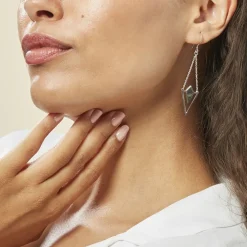 Boucles D'oreilles Pendantes Tylee Argent Blanc