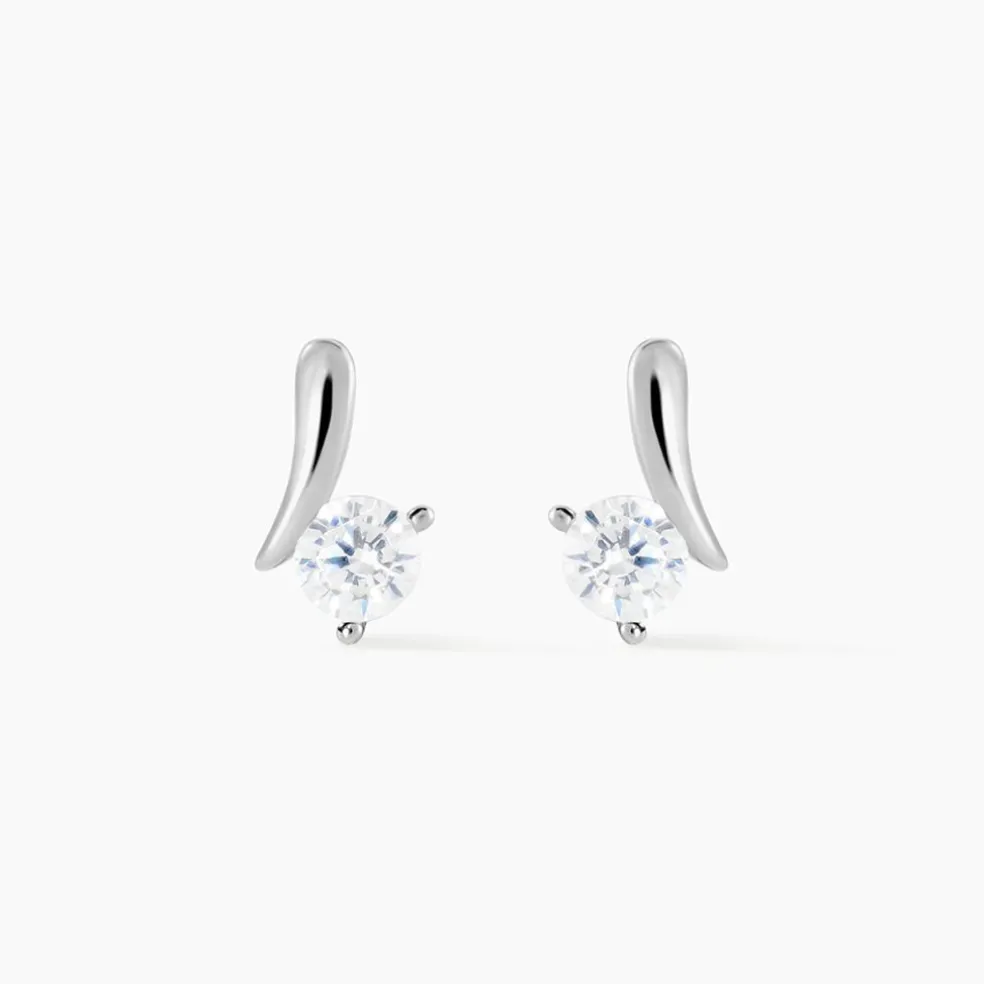 Boucles D'oreilles Pendantes April Argent Blanc Oxyde De Zirconium