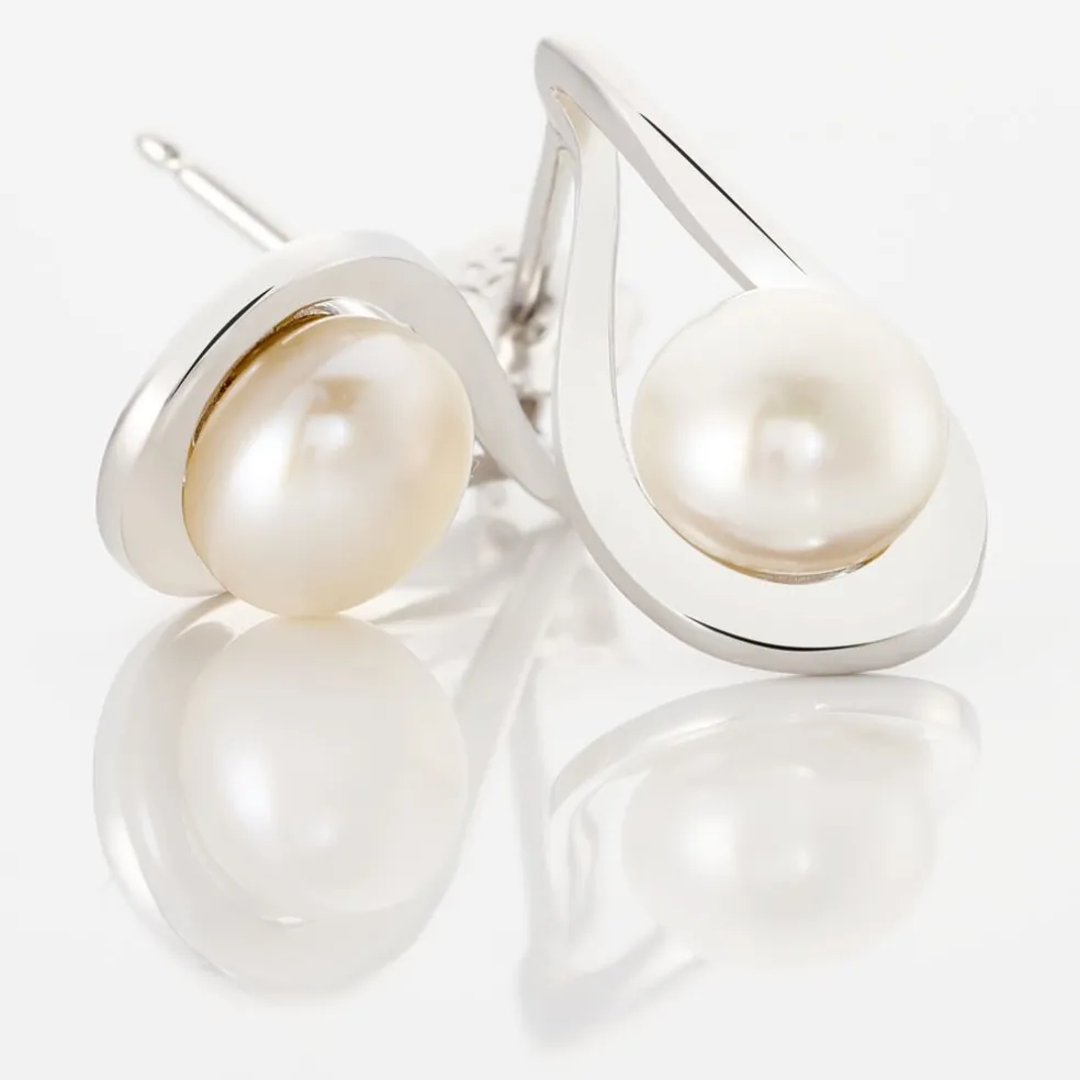 Boucles D'oreilles Pendantes Loren Argent Blanc Perle De Culture