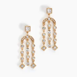 Boucles D'oreilles Pendantes Gold Chandelier Plaqué Or Oxyde Zirconium