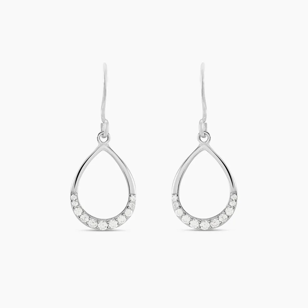 Boucles D'oreilles Pendantes Nicole Argent Blanc Oxyde De Zirconium