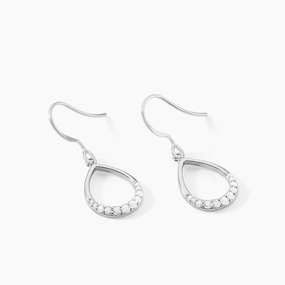 Boucles D'oreilles Pendantes Nicole Argent Blanc Oxyde De Zirconium