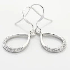 Boucles D'oreilles Pendantes Nicole Argent Blanc Oxyde De Zirconium
