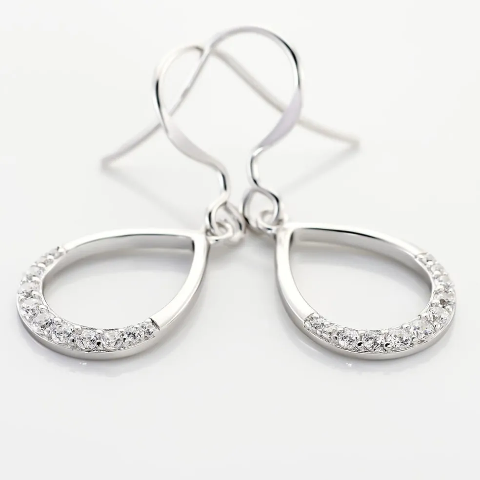 Boucles D'oreilles Pendantes Nicole Argent Blanc Oxyde De Zirconium