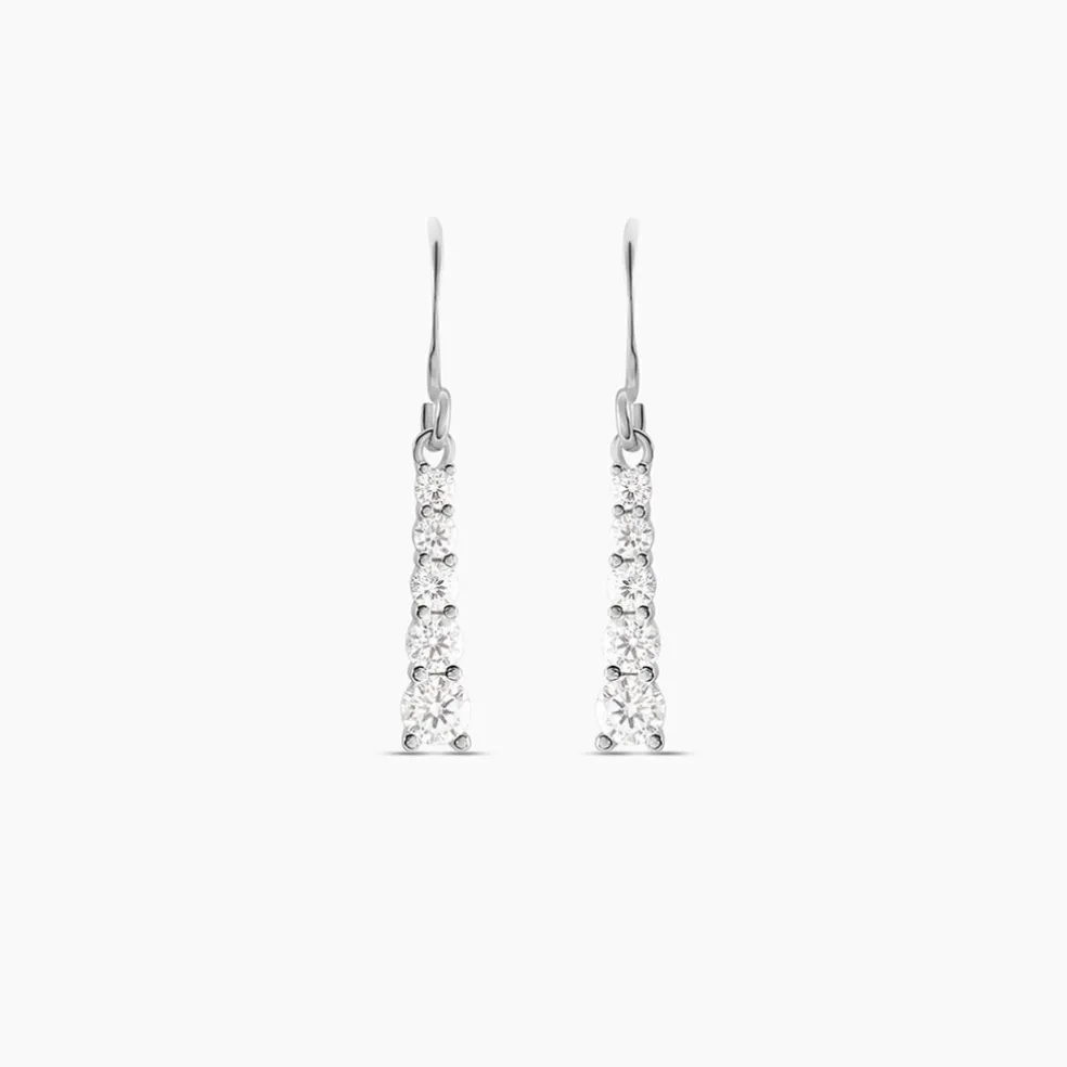 Boucles D'oreilles Pendantes Argent Blanc Henriet Oxyde De Zirconium