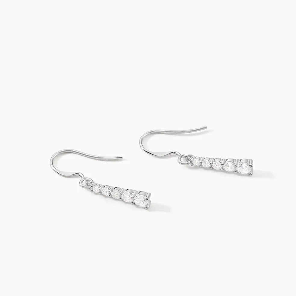 Boucles D'oreilles Pendantes Argent Blanc Henriet Oxyde De Zirconium