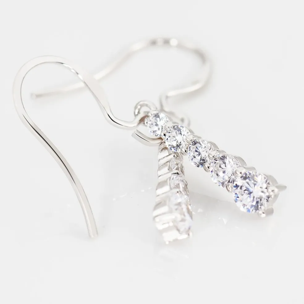 Boucles D'oreilles Pendantes Argent Blanc Henriet Oxyde De Zirconium