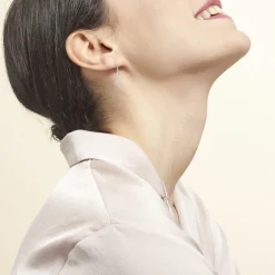 Boucles D'oreilles Pendantes Argent Blanc Henriet Oxyde De Zirconium