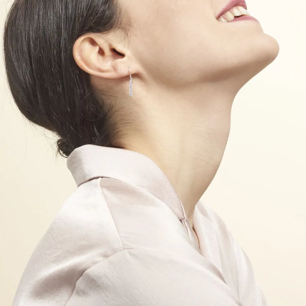 Boucles D'oreilles Pendantes Argent Blanc Henriet Oxyde De Zirconium