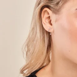 Boucles D'oreilles Pendantes Universe Or Jaune Améthyste Topaze Oxyde