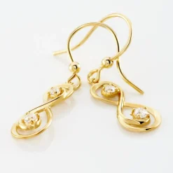 Boucles D'oreilles Pendantes Ademar Or Jaune Oxyde De Zirconium