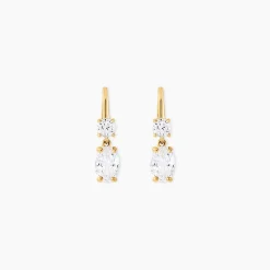 Boucles D'oreilles Pendantes Gulbeyaz Or Jaune Oxyde De Zirconium
