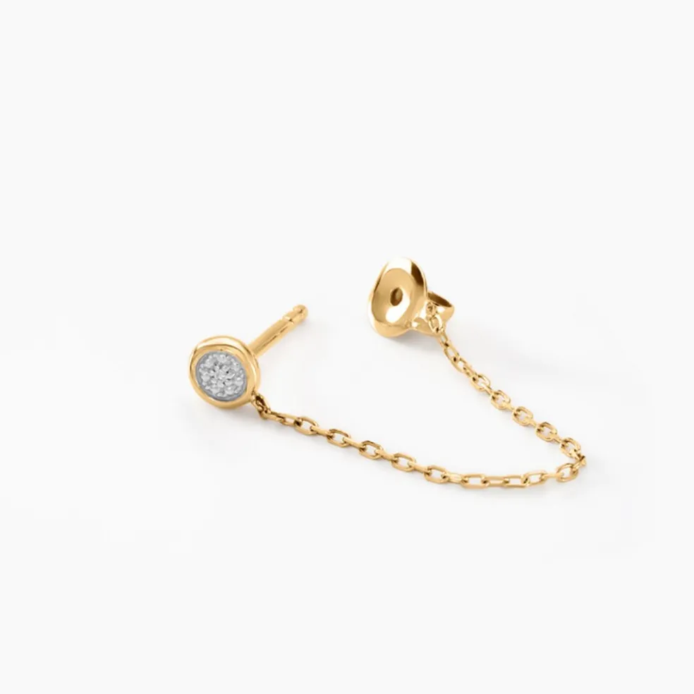 Boucles D'oreilles Pendantes Mon 1er Diamant Or Jaune Diamant