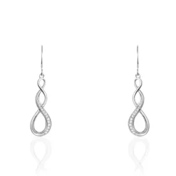 Boucles D'oreilles Pendantes Ayhan Argent Blanc Oxyde De Zirconium
