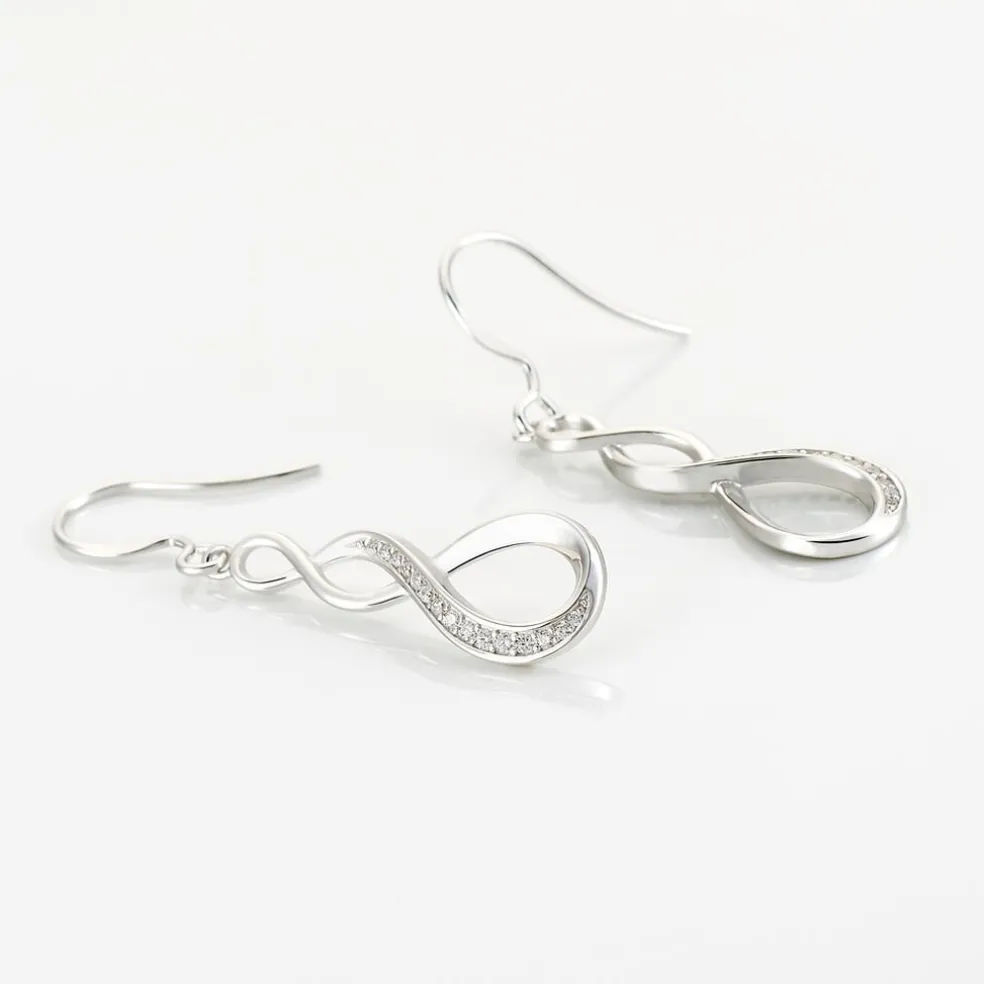 Boucles D'oreilles Pendantes Ayhan Argent Blanc Oxyde De Zirconium