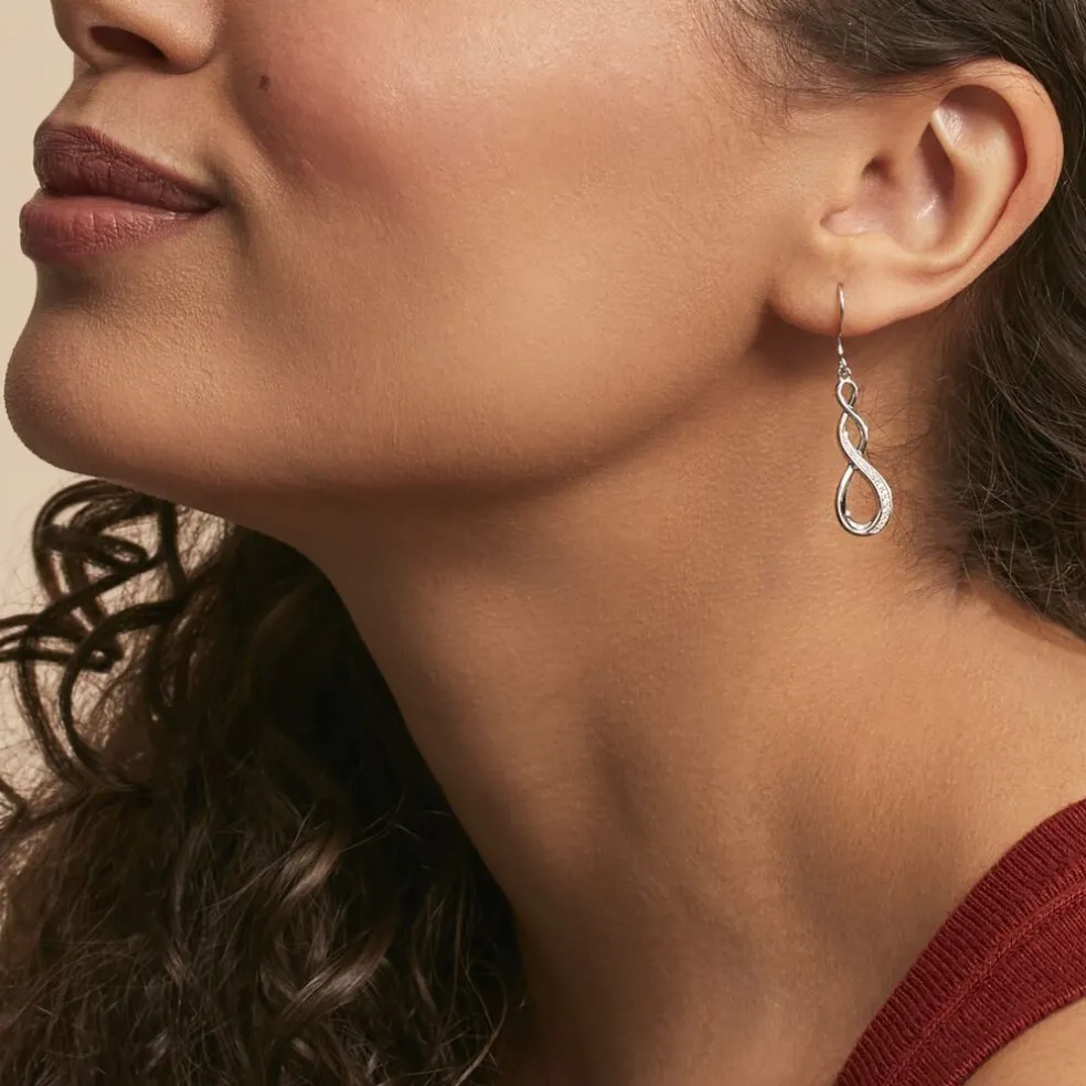 Boucles D'oreilles Pendantes Ayhan Argent Blanc Oxyde De Zirconium