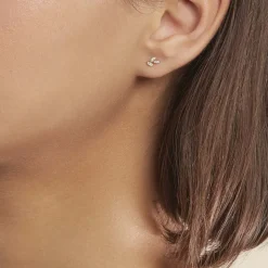 Boucles D'oreilles Pendantes Edia Feuille Or Jaune Oxyde De Zirconium