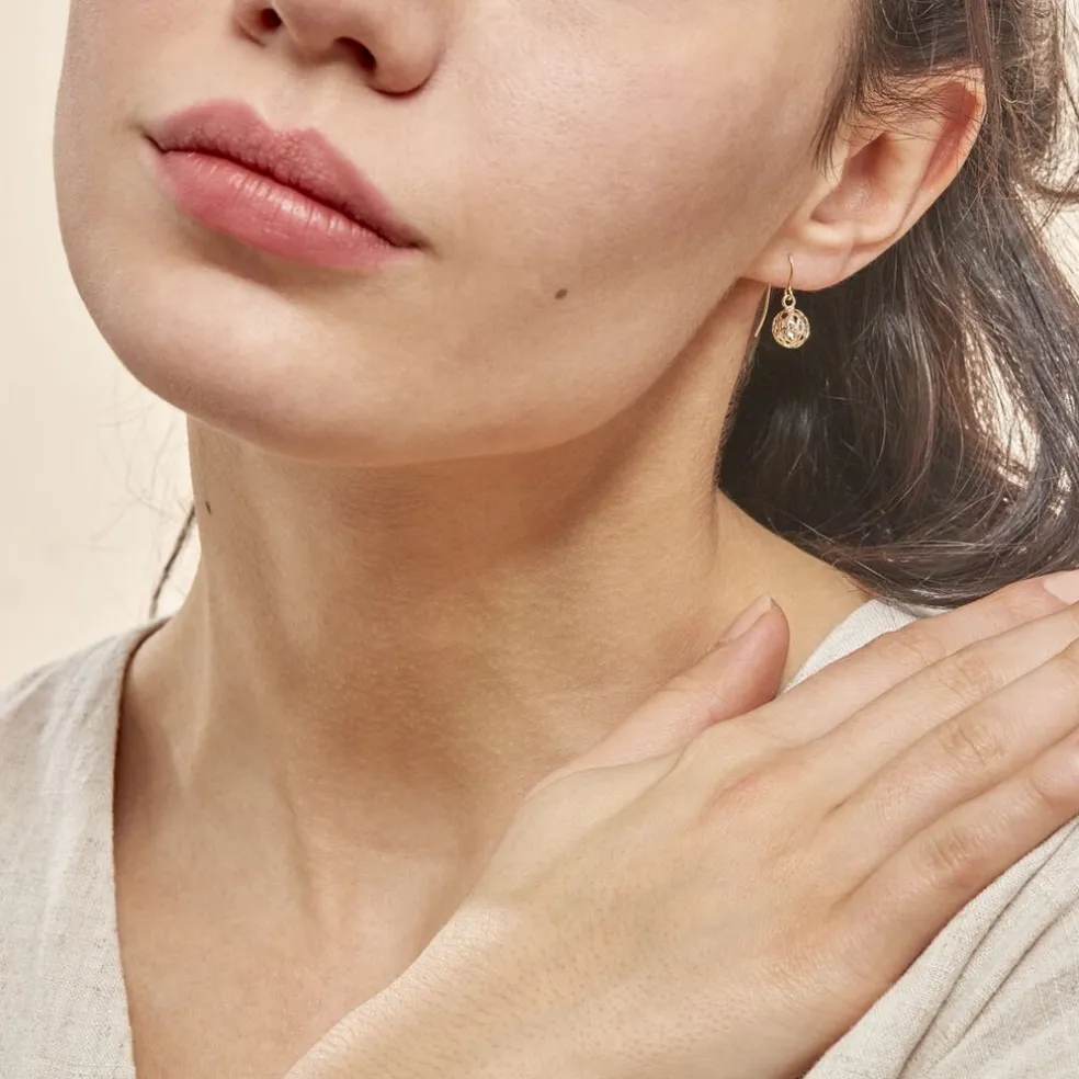 Boucles D'oreilles Pendantes Fidelia Boules Or Jaune