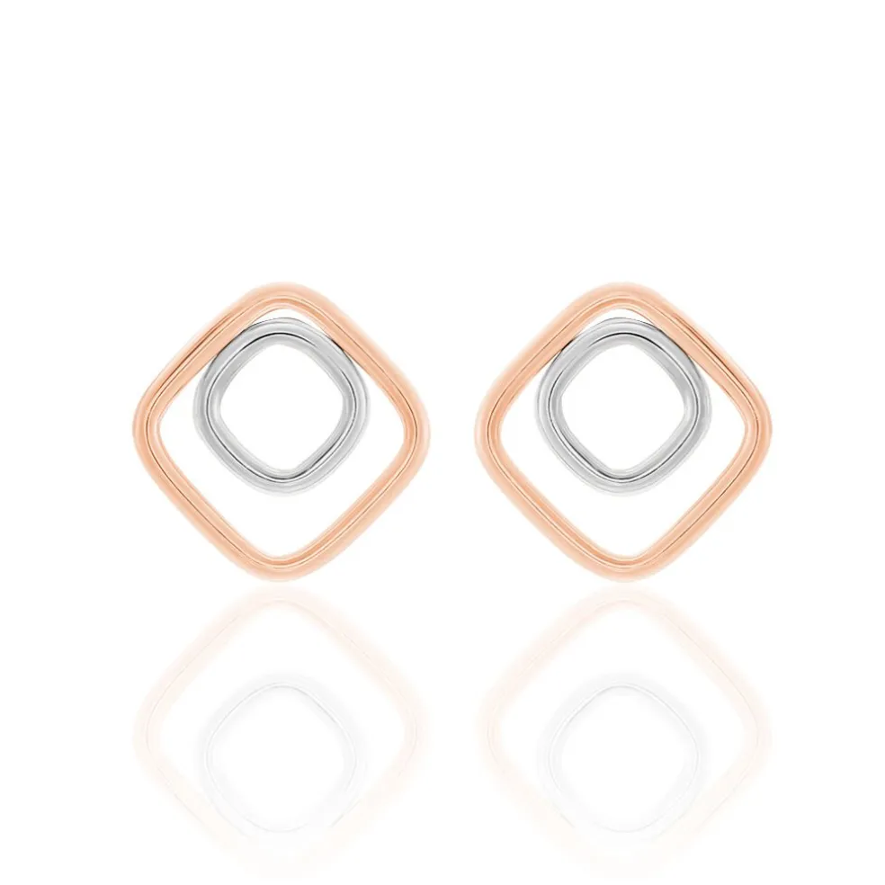 Boucles D'oreilles Pendantes Artahe Carree Or Bicolore
