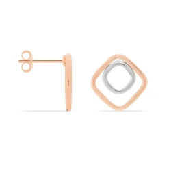 Boucles D'oreilles Pendantes Artahe Carree Or Bicolore