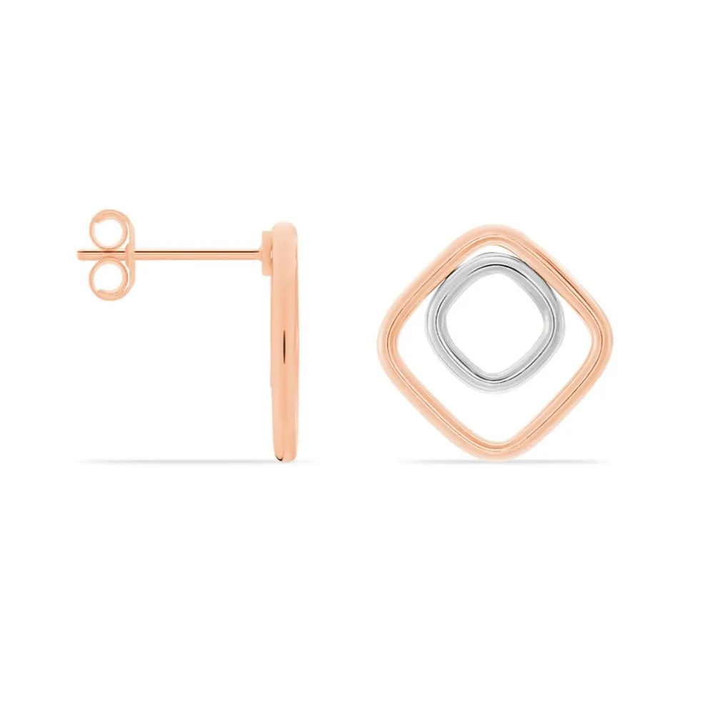 Boucles D'oreilles Pendantes Artahe Carree Or Bicolore