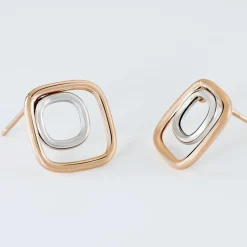 Boucles D'oreilles Pendantes Artahe Carree Or Bicolore