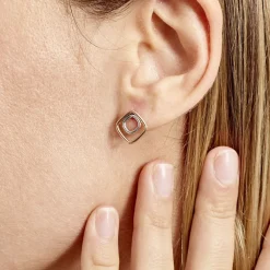 Boucles D'oreilles Pendantes Artahe Carree Or Bicolore