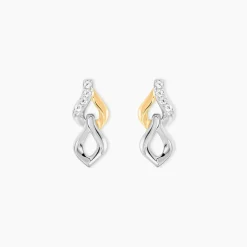 Boucles D'Oreilles Pendantes Or Jaune Oxyde De Zirconium