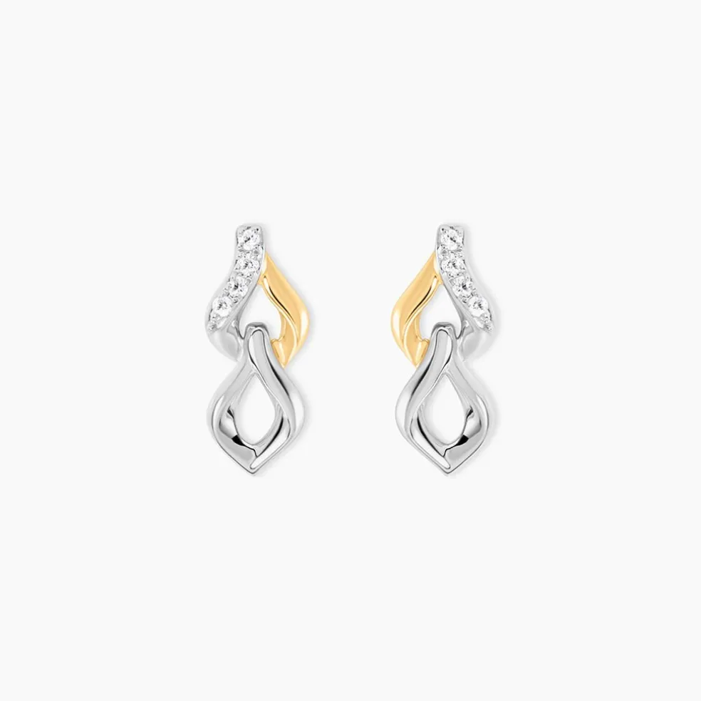 Boucles D'Oreilles Pendantes Or Jaune Oxyde De Zirconium