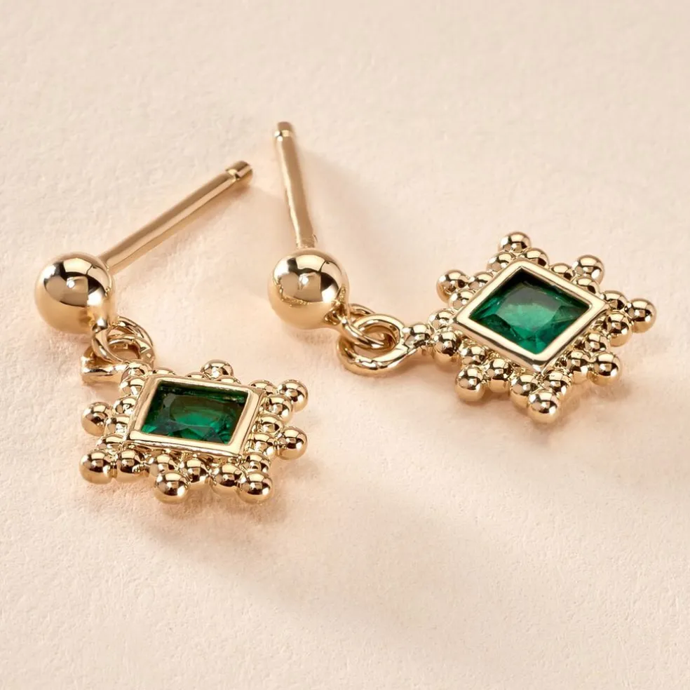 Boucles D'oreilles Pendantes Bobbie Plaqué Or Jaune Spinelle