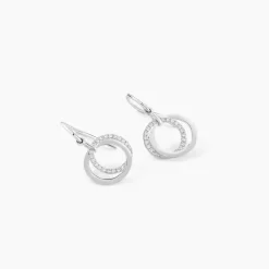 Boucles D'oreilles Pendantes Or Blanc Tresha Diamants