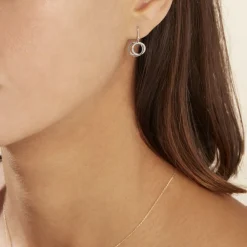 Boucles D'oreilles Pendantes Or Blanc Tresha Diamants