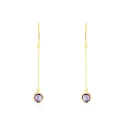 Boucles D'oreilles Pendantes Arenale Or Jaune Amethyste