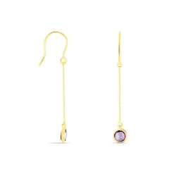 Boucles D'oreilles Pendantes Arenale Or Jaune Amethyste