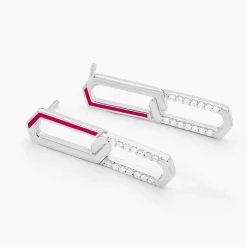 Boucles D'oreilles Pendantes Infini Pop Argent Blanc Oxyde Zirconium